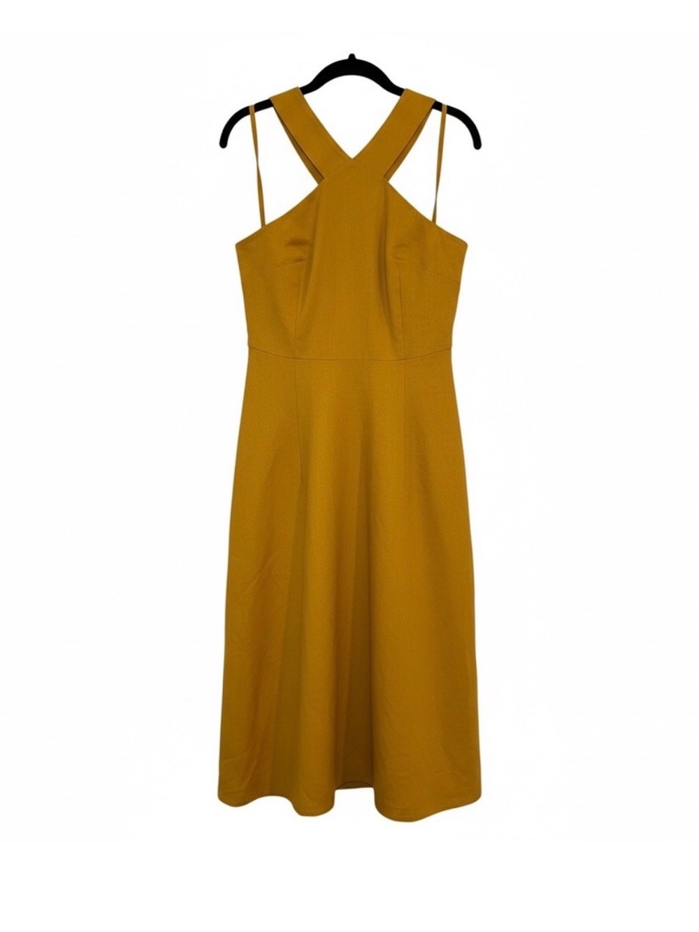 Ann Taylor Factort Linen Blend Mustard Midi Dress
